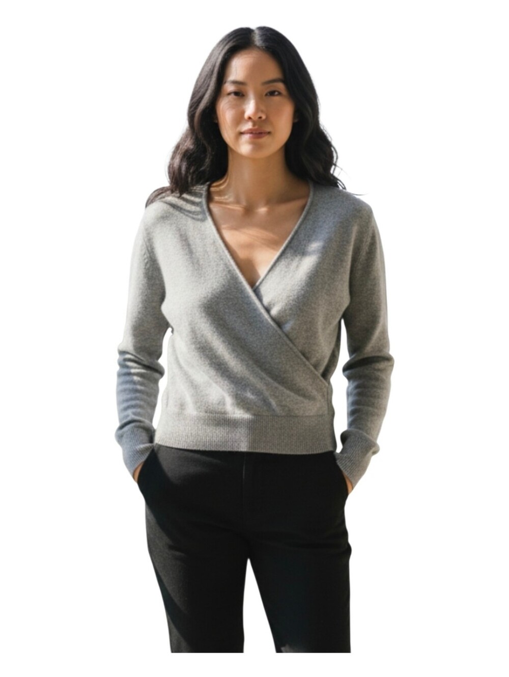 Everlane Womens Gray The Cashmere Wrap Sweater Size Medium